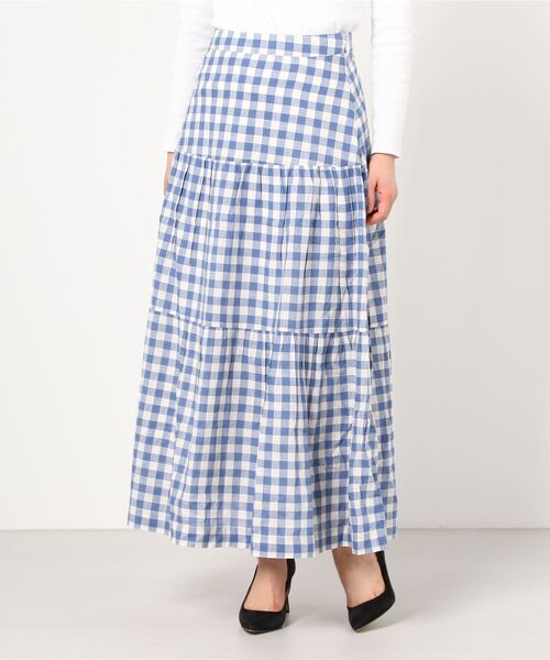 GAP（ギャップ）の「ティアード マキシスカート（スカート・レディース・ホワイト/ホワイト×ブルー・2/6/00/0/4）」の5枚目の写真