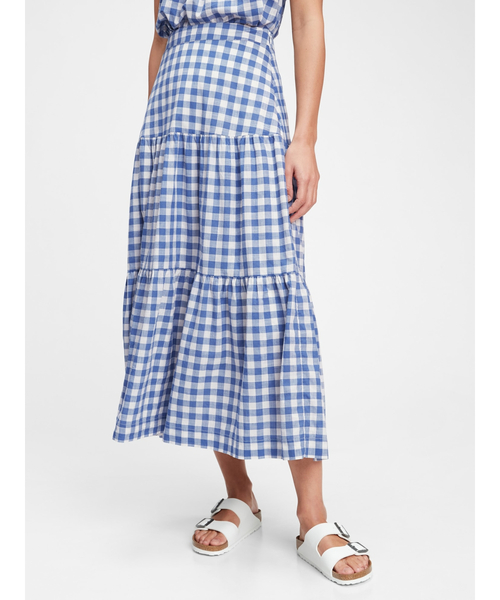 GAP（ギャップ）の「ティアード マキシスカート（スカート・レディース・ホワイト/ホワイト×ブルー・2/6/00/0/4）」の3枚目の写真