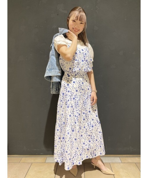 GAP（ギャップ）の「ティアード マキシスカート（スカート・レディース・ホワイト/ホワイト×ブルー・2/6/00/0/4）」の8枚目の写真