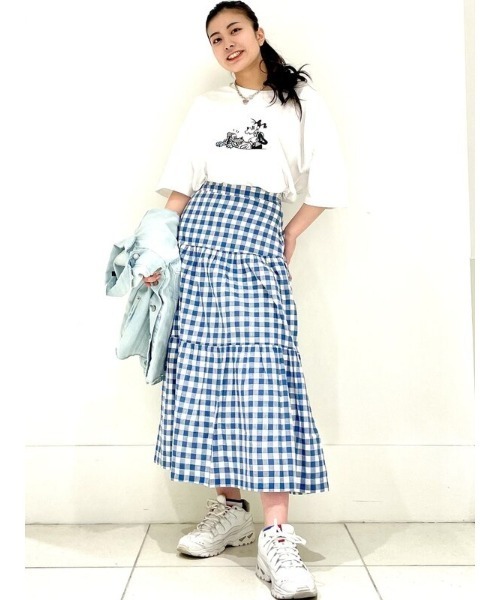 GAP（ギャップ）の「ティアード マキシスカート（スカート・レディース・ホワイト/ホワイト×ブルー・2/6/00/0/4）」の10枚目の写真