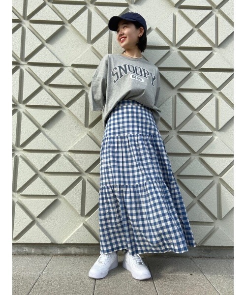 GAP（ギャップ）の「ティアード マキシスカート（スカート・レディース・ホワイト/ホワイト×ブルー・2/6/00/0/4）」の17枚目の写真