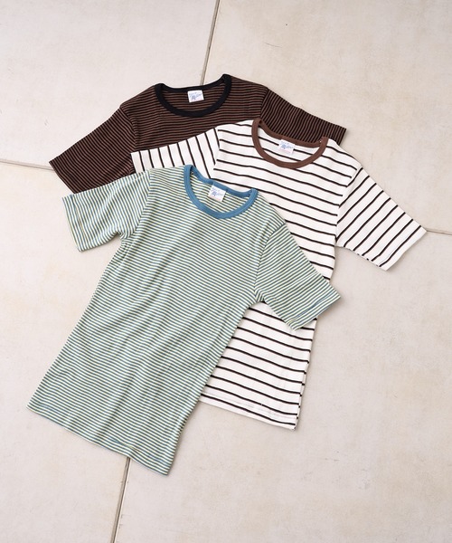 MILLER（ミラー）の「【MILLER/ミラー】ボーダークルーネックTシャツ（Tシャツ/カットソー・レディース・ブラウン/オフホワイト/ブルー/グリーン・FREE）」の18枚目の写真