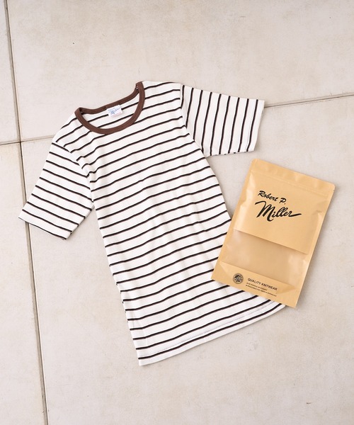 MILLER（ミラー）の「【MILLER/ミラー】ボーダークルーネックTシャツ（Tシャツ/カットソー・レディース・ブラウン/オフホワイト/ブルー/グリーン・FREE）」の6枚目の写真