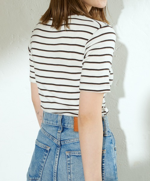 MILLER（ミラー）の「【MILLER/ミラー】ボーダークルーネックTシャツ（Tシャツ/カットソー・レディース・ブラウン/オフホワイト/ブルー/グリーン・FREE）」の8枚目の写真