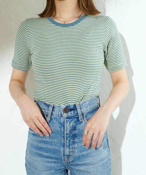 MILLER（ミラー）の「【MILLER/ミラー】ボーダークルーネックTシャツ（Tシャツ/カットソー・レディース・ブラウン/オフホワイト/ブルー/グリーン・FREE）」の11枚目の写真