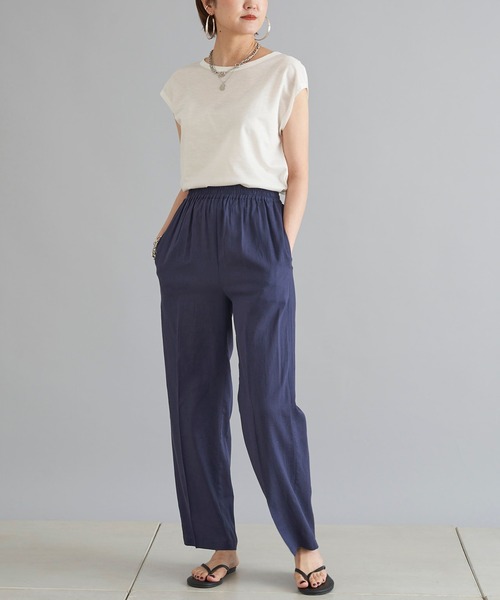 DouDou（ドゥドゥ）の「フレンチT（Tシャツ/カットソー・レディース・ピンク/グレイッシュベージュ/オフホワイト/カーキ/ライトベージュ/ブラック/レッド・MEDIUM/SMALL）」の12枚目の写真