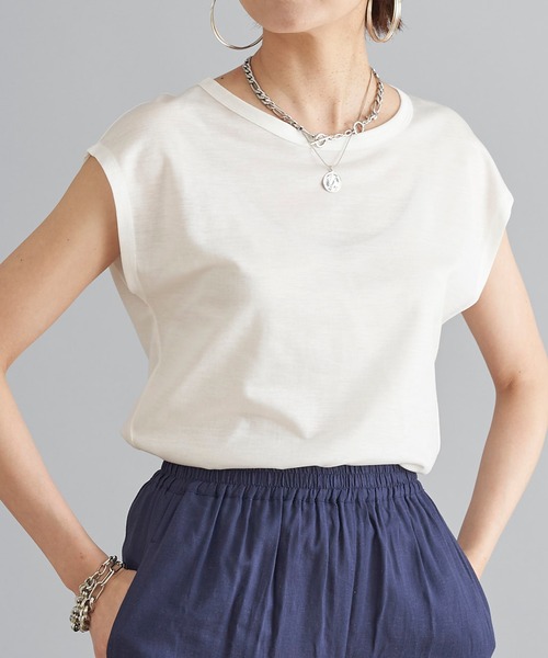 DouDou（ドゥドゥ）の「フレンチT（Tシャツ/カットソー・レディース・ピンク/グレイッシュベージュ/オフホワイト/カーキ/ライトベージュ/ブラック/レッド・MEDIUM/SMALL）」の20枚目の写真