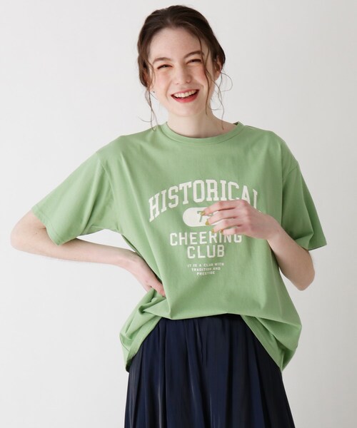 Cutie Blonde（キューティーブロンド）の「◆【S-L】カレッジプリントTシャツ（Tシャツ/カットソー・レディース・ブラック/オフホワイト/ライトグリーン・01/02/03）」の3枚目の写真