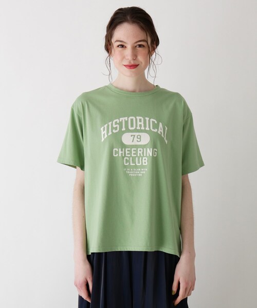 Cutie Blonde（キューティーブロンド）の「◆【S-L】カレッジプリントTシャツ（Tシャツ/カットソー・レディース・ブラック/オフホワイト/ライトグリーン・01/02/03）」の6枚目の写真