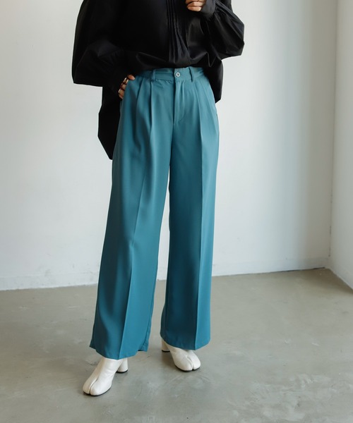 Birthday room（バースデイルーム）の「シンプルストレートカラータックパンツ（スラックス・レディース・レッド/ピンク/オレンジ/グリーン/ライトグリーン/ブラック/ブラウン/ブルーグリーン・S/M/L）」の6枚目の写真