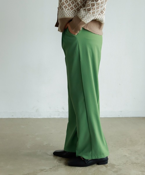 Birthday room（バースデイルーム）の「シンプルストレートカラータックパンツ（スラックス・レディース・レッド/ピンク/オレンジ/グリーン/ライトグリーン/ブラック/ブラウン/ブルーグリーン・S/M/L）」の21枚目の写真