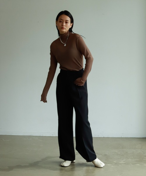 Birthday room（バースデイルーム）の「シンプルストレートカラータックパンツ（スラックス・レディース・レッド/ピンク/オレンジ/グリーン/ライトグリーン/ブラック/ブラウン/ブルーグリーン・S/M/L）」の14枚目の写真