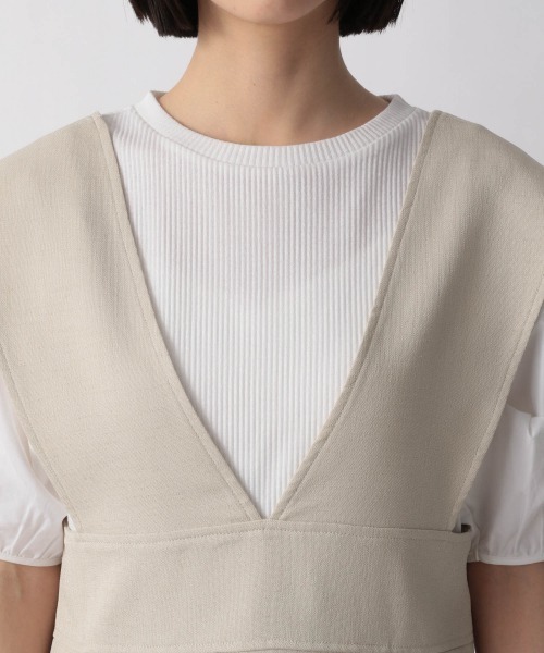 LOWRYS FARM(ローリーズファーム)の「Vネックジャンスカ 948502(ジャンパースカート・レディース・ブラック/ダークブラウン/アイボリー・FREE)」の16枚目の写真