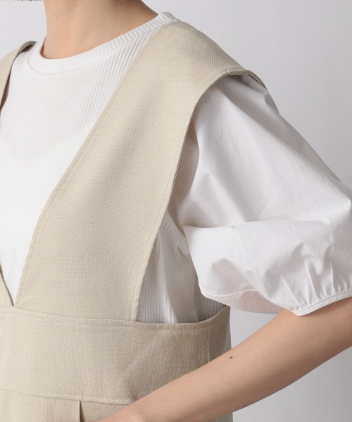 LOWRYS FARM(ローリーズファーム)の「Vネックジャンスカ 948502(ジャンパースカート・レディース・ブラック/ダークブラウン/アイボリー・FREE)」の15枚目の写真