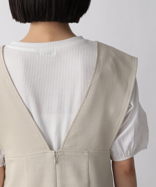 LOWRYS FARM(ローリーズファーム)の「Vネックジャンスカ 948502(ジャンパースカート・レディース・ブラック/ダークブラウン/アイボリー・FREE)」の12枚目の写真