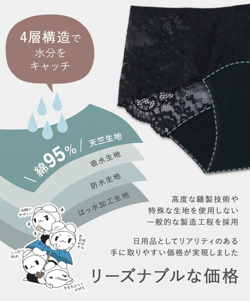 comfits(コンフィッツ)の「comfits -lace-吸水サニタリーショーツ「コンフィッツ」lace(ショーツ・レディース・ブラック・LL/3L/S/M/L)」の14枚目の写真