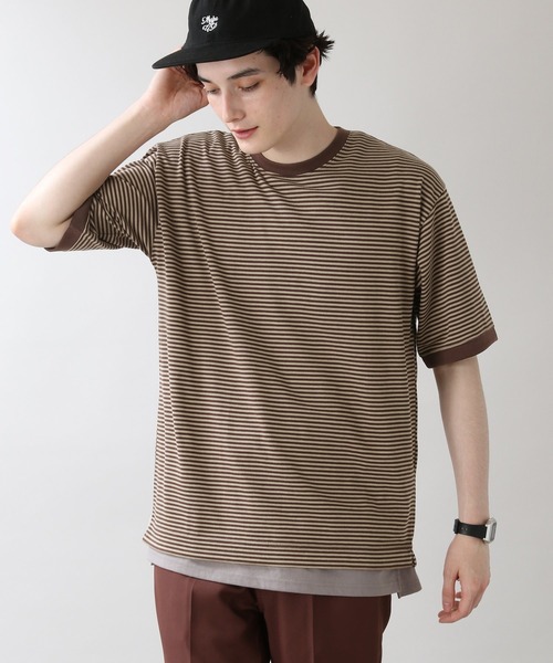 RAGEBLUE(レイジブルー)の「天竺コットンボーダーTシャツ/950400(Tシャツ/カットソー・メンズ・ホワイト/ダークブラウン・MEDIUM/LARGE)」の20枚目の写真