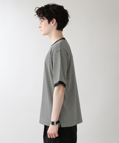 RAGEBLUE(レイジブルー)の「天竺コットンボーダーTシャツ/950400(Tシャツ/カットソー・メンズ・ホワイト/ダークブラウン・MEDIUM/LARGE)」の5枚目の写真