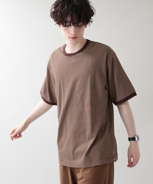 RAGEBLUE(レイジブルー)の「天竺コットンボーダーTシャツ/950400(Tシャツ/カットソー・メンズ・ホワイト/ダークブラウン・MEDIUM/LARGE)」の19枚目の写真