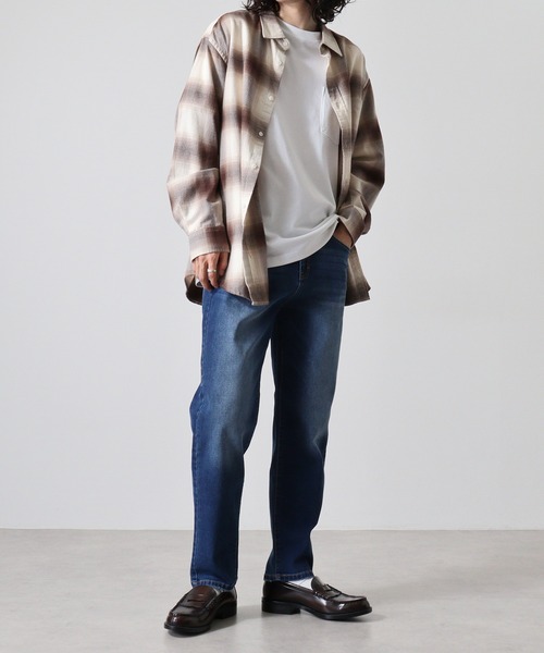 FUNALIVE（ファンアライブ）の「ワイドシルエット　ストレッチデニムパンツ（デニムパンツ・メンズ・インディゴブルー/ブルー/ワンウォッシュ/ブラック/ダークブラック・M/L/XL）」の19枚目の写真