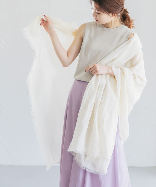 URBAN RESEARCH ROSSO WOMEN(アーバンリサーチ ロッソ)の「THROW MILA RAMIE STOLE(ストール/ショール・レディース・パープル/ブラウン/オフホワイト・-)」の2枚目の写真