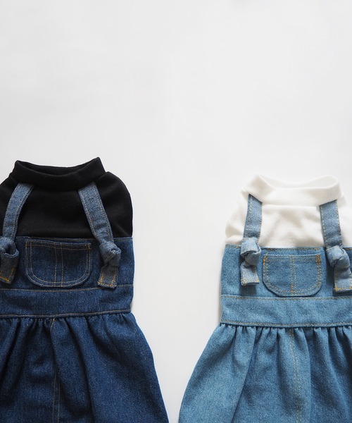 Toyome(トヨミー)の「【飼い主と犬服のペアルックセット】防蚊加工パフ袖Tシャツ×デニムワンピース ジャンスカタイプ(ペットウェア・レディース・ブラック/ホワイト系その他/ホワイト・S/XXS/M/SS/L)」の19枚目の写真