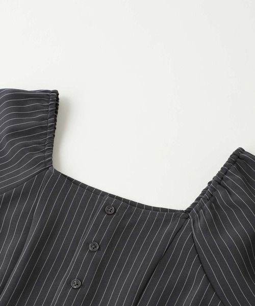 X-girl(エックスガール)の「STRIPED TOP(シャツ/ブラウス・レディース・ブラウン/グレー・M/S)」の14枚目の写真