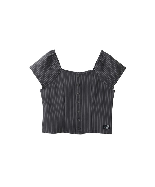 X-girl(エックスガール)の「STRIPED TOP(シャツ/ブラウス・レディース・ブラウン/グレー・M/S)」の12枚目の写真