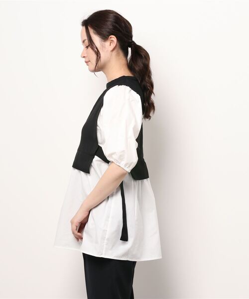 SPINNS（スピンズ）の「ブラウスxベストドッキングトップス（シャツ/ブラウス・レディース・ブラック/ブルー/パープル・ONESIZE）」の7枚目の写真