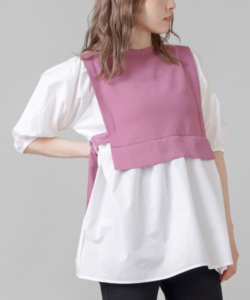 SPINNS（スピンズ）の「ブラウスxベストドッキングトップス（シャツ/ブラウス・レディース・ブラック/ブルー/パープル・ONESIZE）」の3枚目の写真