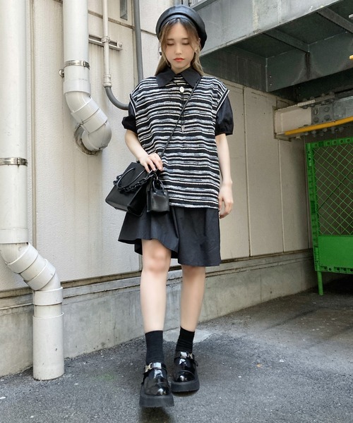 Figments（フィグメンツ）の「フレアシャツワンピース（ワンピース・レディース・ブラック/ホワイト・FREE）」の17枚目の写真