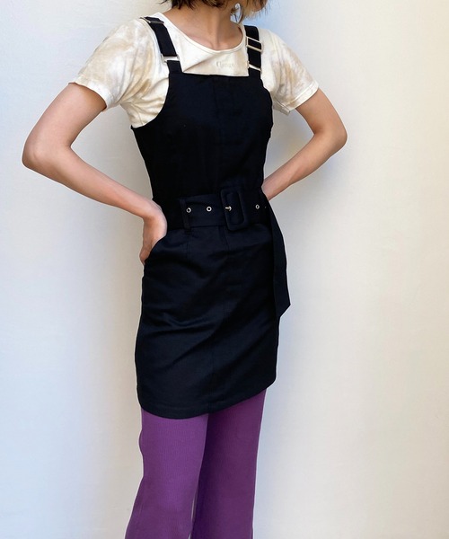 one way(ワンウェイ)の「【oneway Jeans】バックルタイトジャンスカ(サロペット/オーバーオール・レディース・ベージュ/ブラック/ライトブラウン/ダークグリーン・FREE)」の9枚目の写真