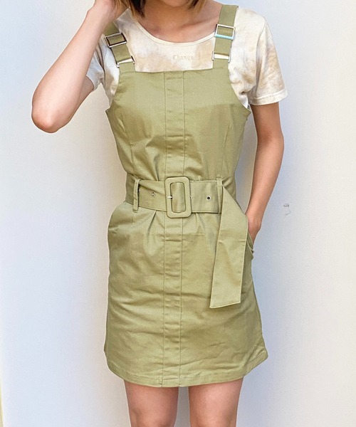 one way(ワンウェイ)の「【oneway Jeans】バックルタイトジャンスカ(サロペット/オーバーオール・レディース・ベージュ/ブラック/ライトブラウン/ダークグリーン・FREE)」の18枚目の写真