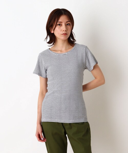 SHOO・LA・RUE(シューラルー)の「◆フライス地柄クルーネックTシャツ(Tシャツ/カットソー・レディース・ライトグレー/アイボリー/アイボリー系2/ブラック・03/02/04)」の4枚目の写真