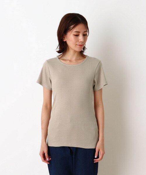 SHOO・LA・RUE(シューラルー)の「◆フライス地柄クルーネックTシャツ(Tシャツ/カットソー・レディース・ライトグレー/アイボリー/アイボリー系2/ブラック・03/02/04)」の5枚目の写真