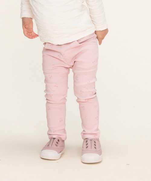 Moujonjon（ムージョンジョン）の「のびのびツイル柄込Ｇｉｒｌｓパンツ（その他パンツ・キッズ・パープル/レッド/ピンク・90/100/110/120/130/95/140）」の2枚目の写真