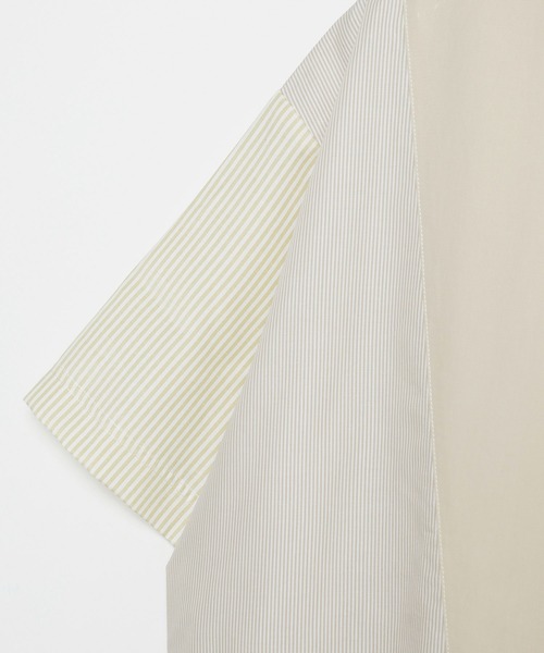 LEGENDA（レジェンダ）の「Slit Randome Stripe Short Sleeve Shirts ＊（シャツ/ブラウス・レディース・ベージュ/サックスブルー・FREE）」の3枚目の写真