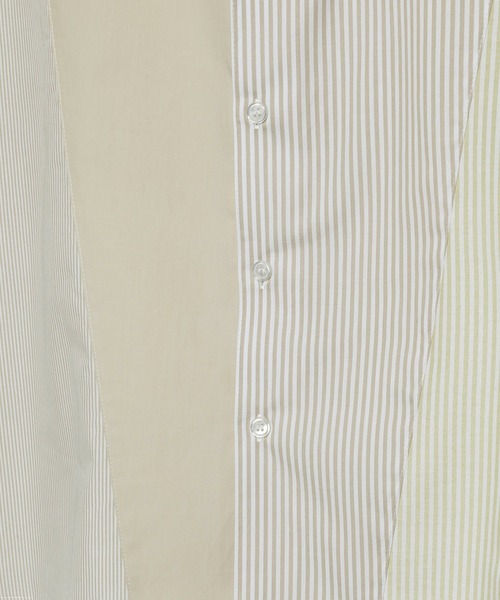 LEGENDA（レジェンダ）の「Slit Randome Stripe Short Sleeve Shirts ＊（シャツ/ブラウス・レディース・ベージュ/サックスブルー・FREE）」の4枚目の写真