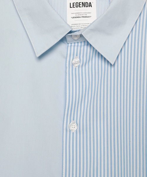 LEGENDA（レジェンダ）の「Slit Randome Stripe Short Sleeve Shirts ＊（シャツ/ブラウス・レディース・ベージュ/サックスブルー・FREE）」の7枚目の写真