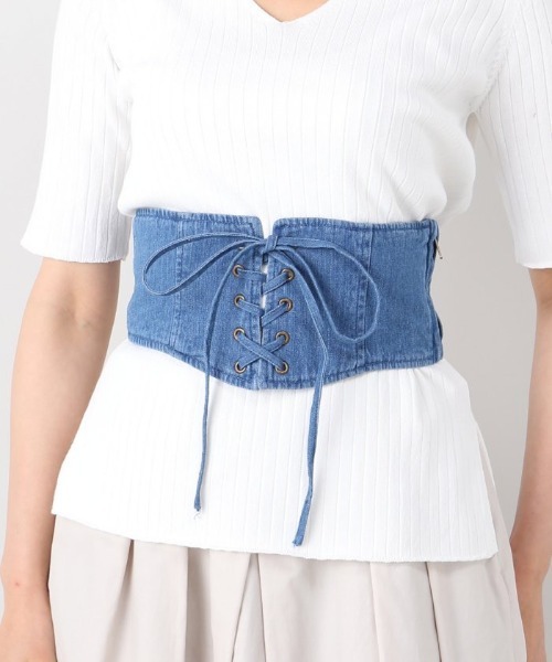 Simplicite（サンプリシテ）の「コルセットベルト（ベルト・レディース・ブルー系その他/ブラック/ホワイト・FREE）」の4枚目の写真