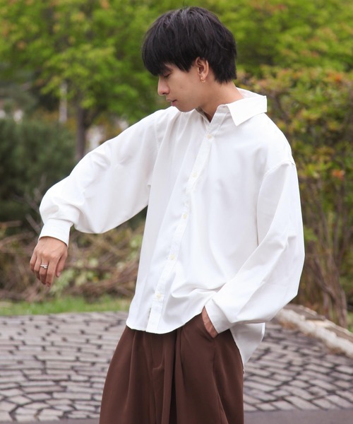 ZIP FIVE（ジップファイブ）の「【ZIP FIVE】無地/総柄バルーンスリーブオーバーサイズシャツ（シャツ/ブラウス・メンズ・ホワイト/ブラック/ブラック系/ブラウン系/カーキ系/レッド系・MEDIUM/LARGE）」の9枚目の写真