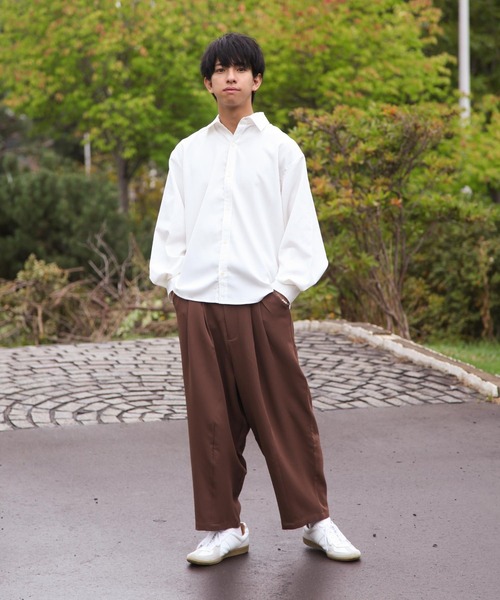 ZIP FIVE（ジップファイブ）の「【ZIP FIVE】無地/総柄バルーンスリーブオーバーサイズシャツ（シャツ/ブラウス・メンズ・ホワイト/ブラック/ブラック系/ブラウン系/カーキ系/レッド系・MEDIUM/LARGE）」の21枚目の写真