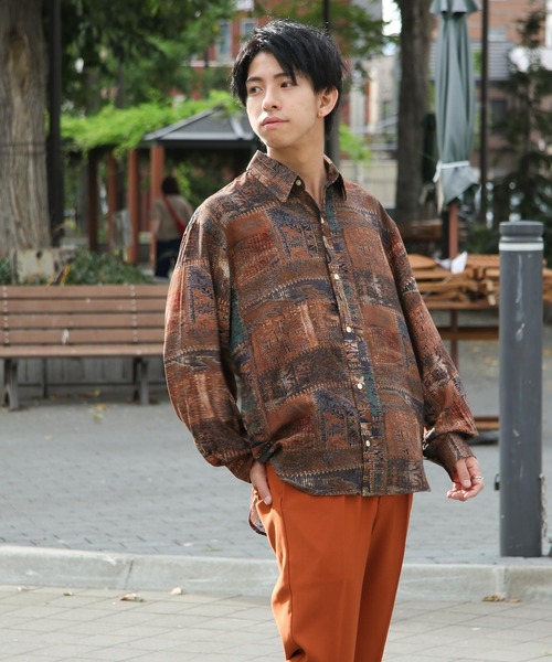 ZIP FIVE（ジップファイブ）の「【ZIP FIVE】無地/総柄バルーンスリーブオーバーサイズシャツ（シャツ/ブラウス・メンズ・ホワイト/ブラック/ブラック系/ブラウン系/カーキ系/レッド系・MEDIUM/LARGE）」の22枚目の写真