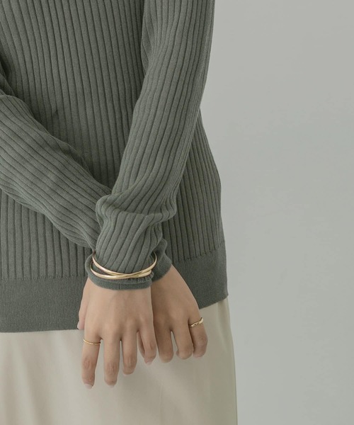 KBF+(ケービーエフプラス)の「KBF+ シアーリブバックオープンニット∴(ニット/セーター・レディース・ブラウン/グリーン/アイボリー・ONE)」の16枚目の写真