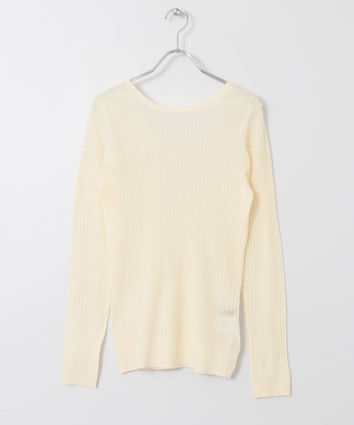 KBF+(ケービーエフプラス)の「KBF+ シアーリブバックオープンニット∴(ニット/セーター・レディース・ブラウン/グリーン/アイボリー・ONE)」の8枚目の写真