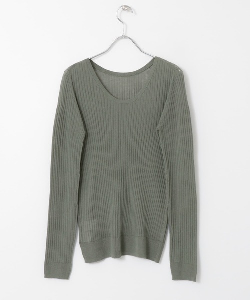 KBF+(ケービーエフプラス)の「KBF+ シアーリブバックオープンニット∴(ニット/セーター・レディース・ブラウン/グリーン/アイボリー・ONE)」の17枚目の写真