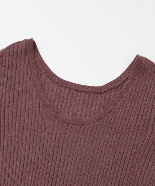 KBF+(ケービーエフプラス)の「KBF+ シアーリブバックオープンニット∴(ニット/セーター・レディース・ブラウン/グリーン/アイボリー・ONE)」の12枚目の写真