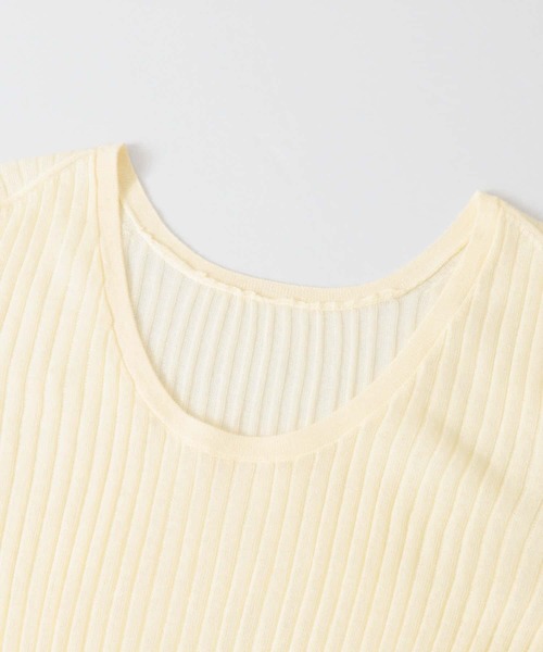 KBF+(ケービーエフプラス)の「KBF+ シアーリブバックオープンニット∴(ニット/セーター・レディース・ブラウン/グリーン/アイボリー・ONE)」の7枚目の写真