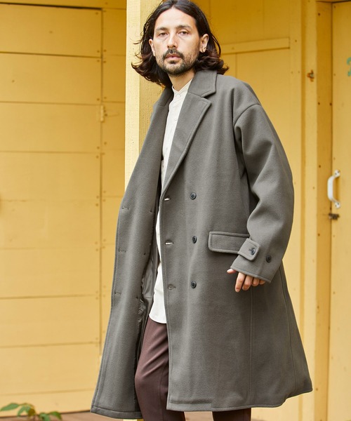 BARK MANHATTAN（バークマンハッタン）の「テックメルトン オーバーサイズ ステンカラー/ダブルチェスターコート（ステンカラーコート・メンズ・ブラック系2/ネイビー系/ベージュ系2/ブラック系その他/ベージュ系/ブルー系その他2/ブルー系その他/ネイビー系2/ブラック系/ブラック系その他2/ブラウン系2/グレー系その他2/グレー系その他/ブラウン系・L/M）」の7枚目の写真