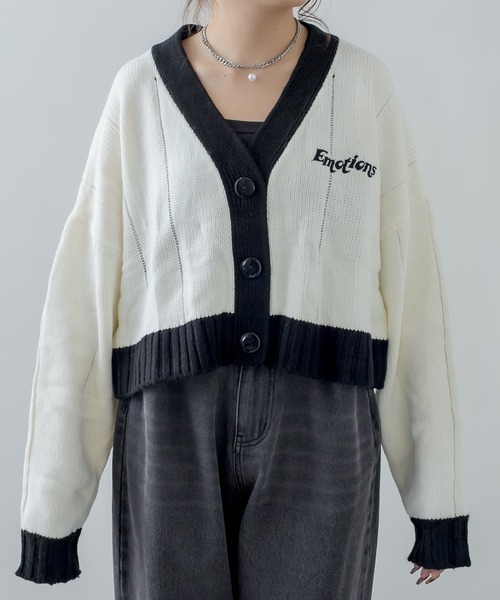 RASVOA（ラスボア）の「デイジー？ニットカーデ（カーディガン/ボレロ・レディース・ブラック/オフホワイト・FREE）」の18枚目の写真